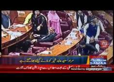 National Assembly fight of pti vs pml n during budget announcmentmurad saeed vs abid shair ali