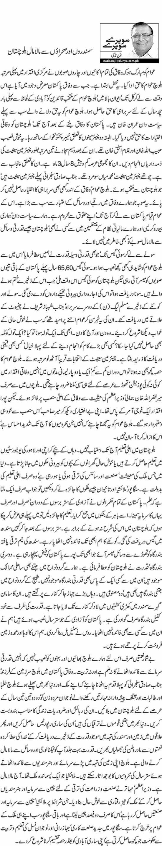 Samundar O Nadar Sehraon Se Malaa Maal Balochistan