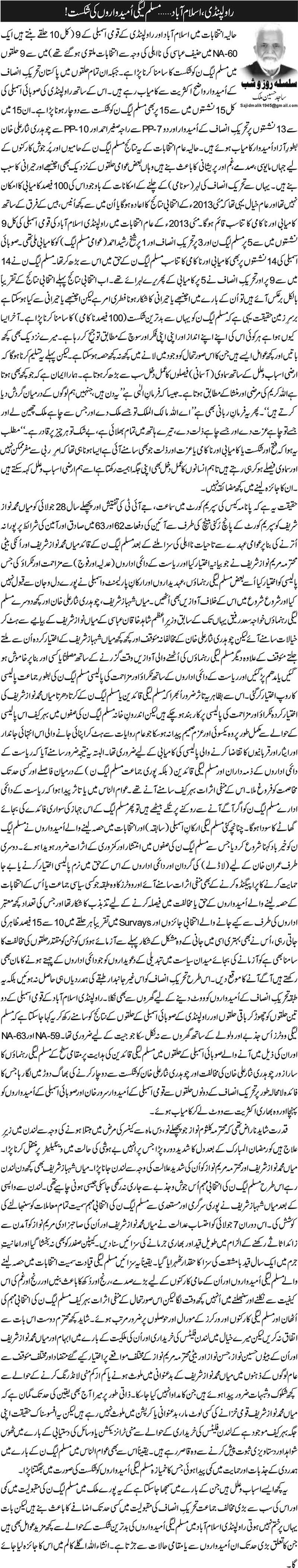 Rawalpindi , Islamabad. .. Muslim Leaguei Aُmidwaron Ki Shikast !