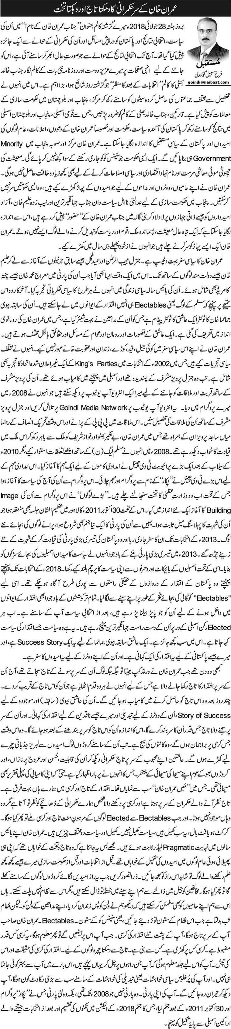 Imran Khan Ke Sar Hukmarani Ka Damakta Taaj Aur Dehakta Takhat