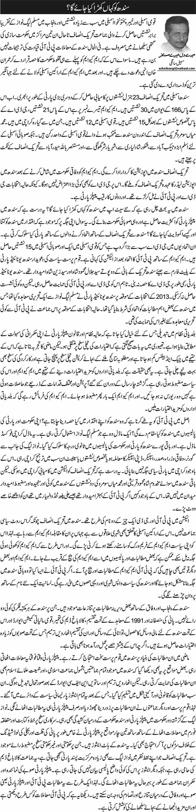 Sindh Ko Kahan Khara Kya Jaye Ga?