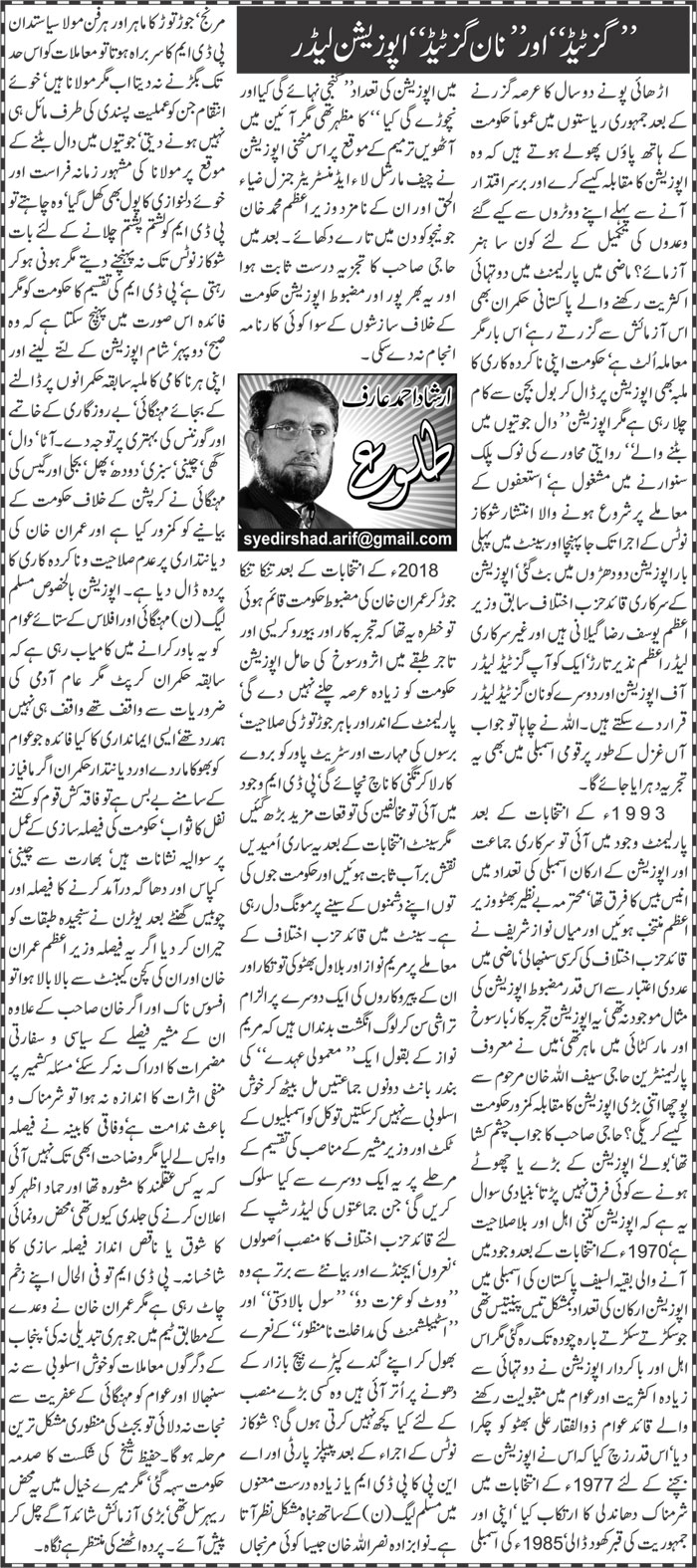 Gazetted And Non Gazetted Opposition Leader