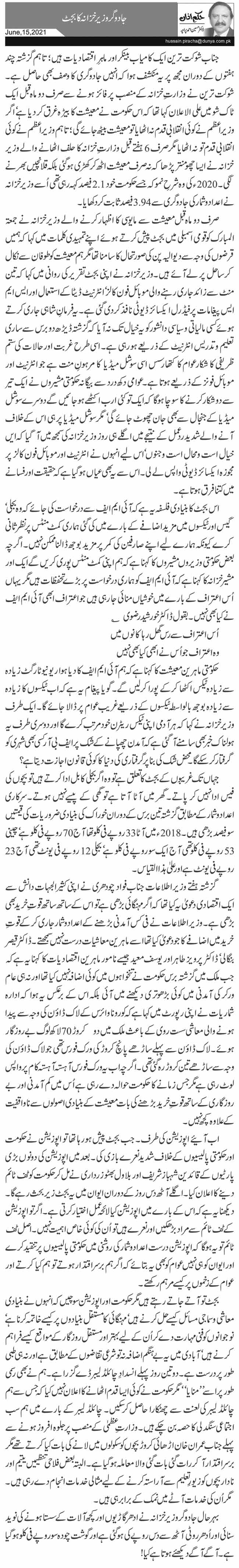 Jadugar Wazir E Khazana Ka Budget