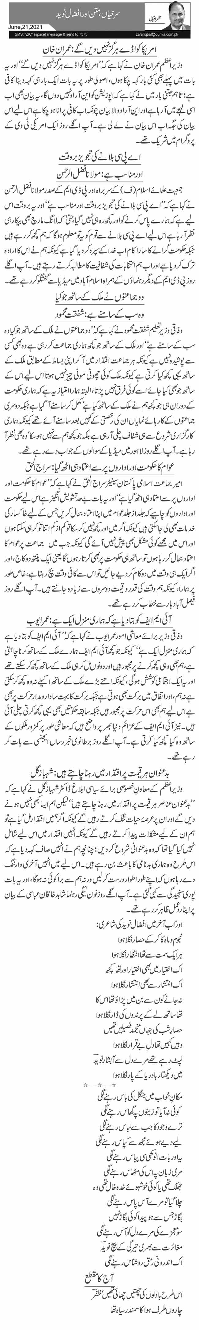 Surkhiyan, Matan Aur Afzaal Nadeem