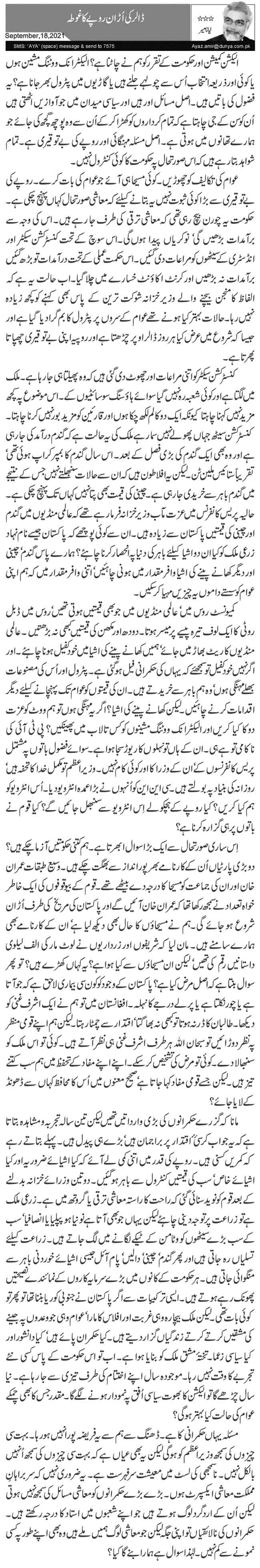 Dollar Ki Uran Rupay Ka Ghota
