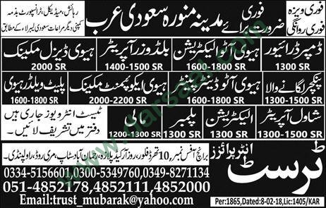 Mali, Plumber, Electrician, Driver Jobs in Saudi Arabia, 10 March 2018