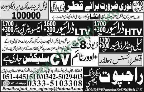 HTV, LTV Driver Jobs in Qatar, 12 March 2018