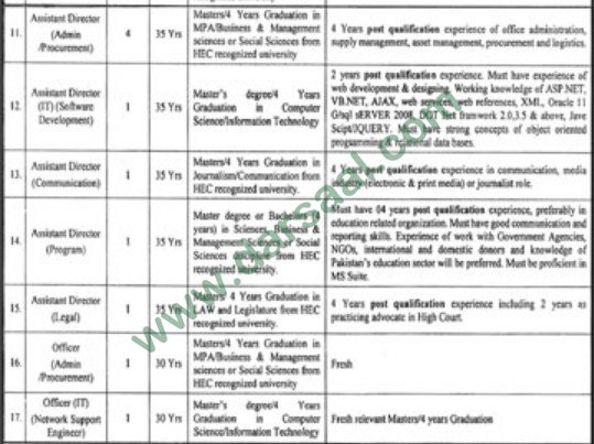 Assistant Director Admin, Director Program, Admin Officer Jobs in Punjab Education Initiative Management Authority Lahore, 12 March 2018