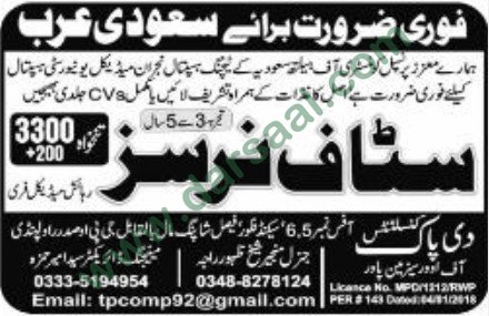 Nursing Jobs in Saudi Arabia, 13 March 2018