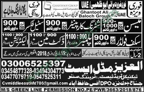 Electrician, Steel Fixer, Carpenter, Labour, Mason Jobs in UAE, 14 March 2018