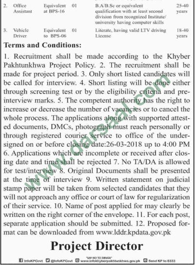 Principal Research Officer, Office Assistant, Driver Jobs in KPK, 14 March 2018