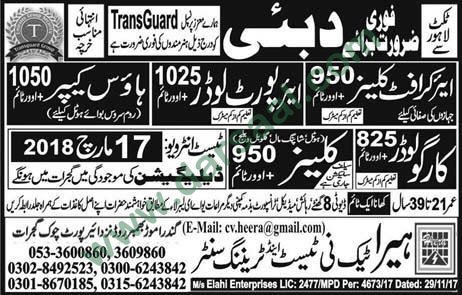 Airport Loader, Cleaner Jobs in Dubai, 15 March 2018