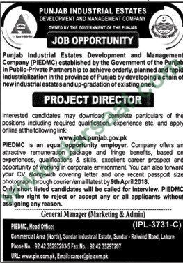 Project Director Job in Development & Management Company Lahore, 24 March 2018