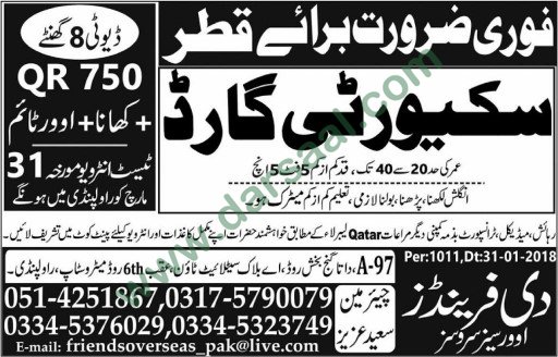 Security Guard Jobs in Qatar, 29 March 2018