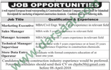 Data Entry Operator, Sales Manager, Marketing Executive Jobs in Islamabad, 29 March 2018