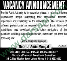 Jobs in Punjab Food Authority, Lahore 30 March 2018