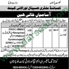 Gynecologist Jobs in Combined Military Hospital, Loralai 30 March 2018