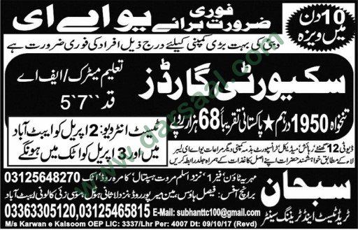 Security Guard Jobs in UAE, 30 March 2018