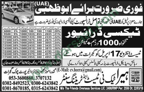 Taxi Driver Jobs in Abu Dhabi, 12 April 2018