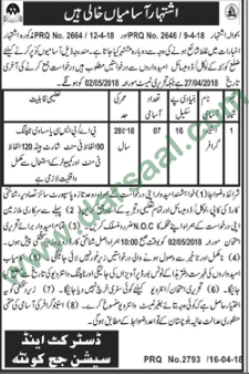 Stenographer Jobs in District & Session Judge, Quetta 17 April 2018