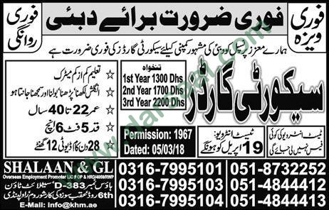 Security Guard Jobs in Dubai, 18 April 2018