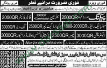 Gatekeeper, Electrician, Chowkidar Jobs in Qatar, 10 May 2018