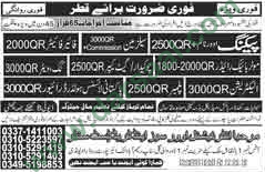 Electrician, Gatekeeper, Salesman, Chowkidar Jobs in Qatar, 22 May 2018