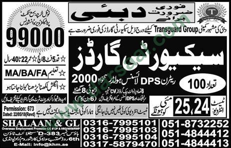 Security Guard Jobs in Dubai, 23 May 2018