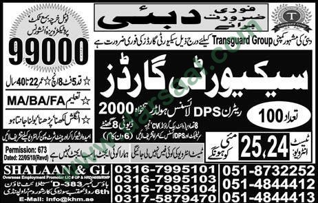 Security Guard Jobs in Dubai, 24 May 2018