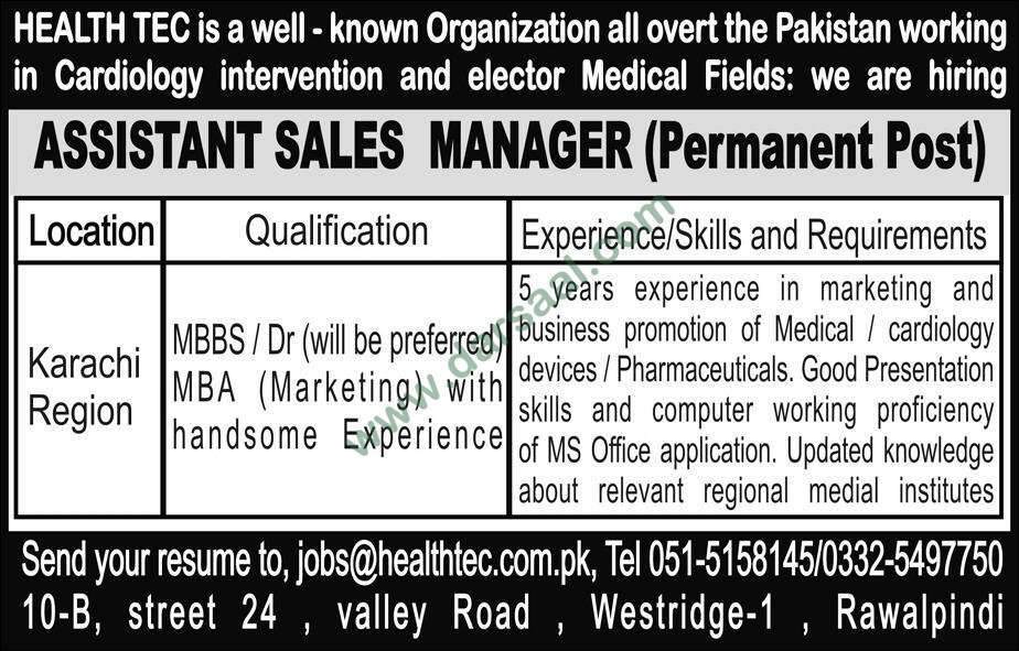 Assistant Sales Manager Jobs in Karachi, 27 May 2018