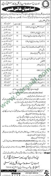 Registrar, Director, Manager, Assistant Professor, Law Officer Jobs in Jinnah Sindh Medical University, Karachi 27 June 2018