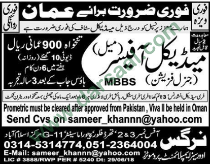 Male Medical Officer Jobs in Oman, 04 July 2018