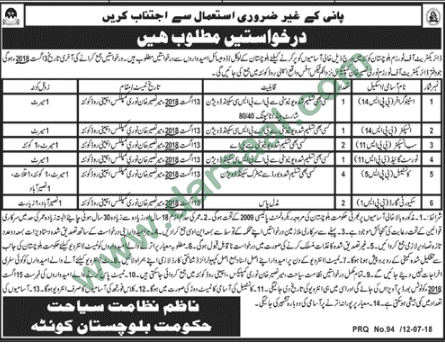 Stenographer, Inspector, Security Guard, Constable Jobs in Quetta, 13 July 2018
