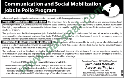 Communication Officer Jobs in Polio Program, Karachi 20 July 2018