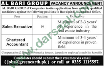 Sales Executive, Chartered Accountant Jobs in Albari Group of Companies, Rawalpindi 12 August 2018