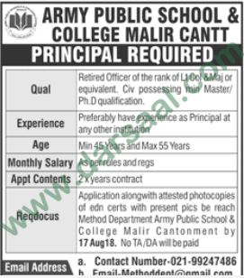 Principal Jon in Army Public School & College, Malir Cantt 12 August 2018
