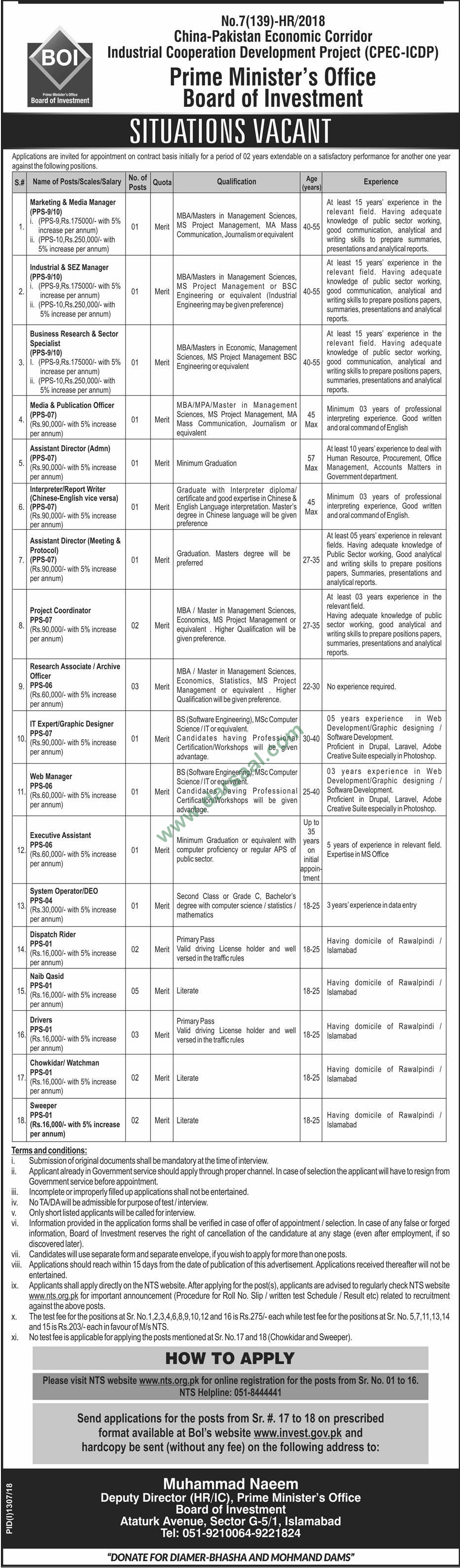 Research Associate Jobs in Pakistan Board of Investment in Islamabad - Sep 23, 2018