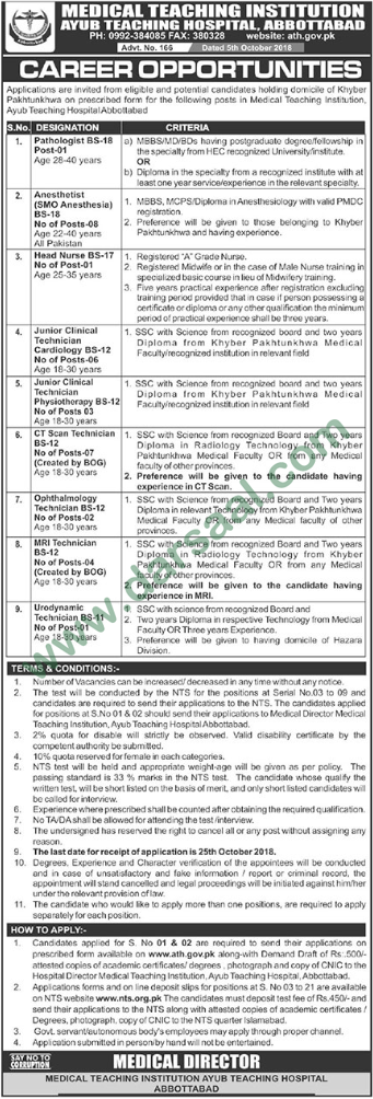 Ophthalmology Technician Jobs in Ayub Teaching Hospital in Abbottabad - Oct 06, 2018