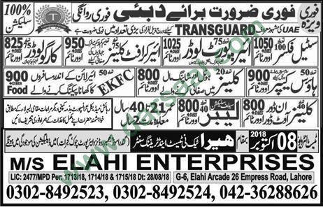 Cargo Loader Jobs in Elahi Enterprises in Dubai - Oct 06, 2018