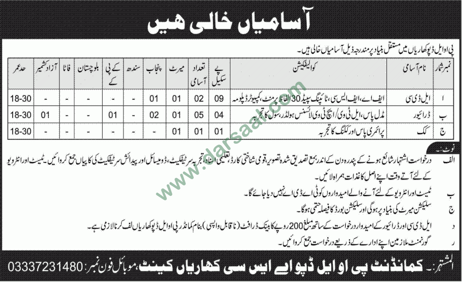 Cook Jobs in POL Depot in Kharian - Oct 28, 2018