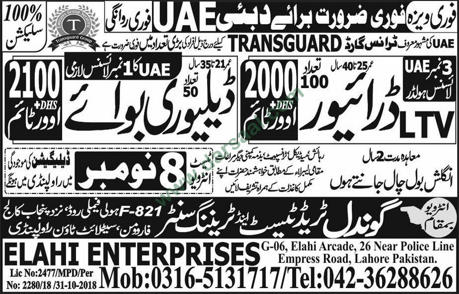 Driver Jobs in Gondal Trade Test and Training Centre in Dubai - Nov 05, 2018