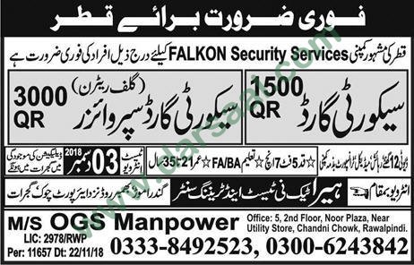 Security Supervisor Jobs in Heera Tech Ne Test & Training Canter in Qatar - Nov 30, 2018