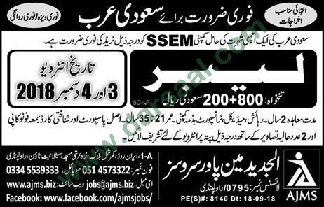 Labour Jobs in Al Jadeed Manpower Services in Saudi Arabia - Nov 30, 2018