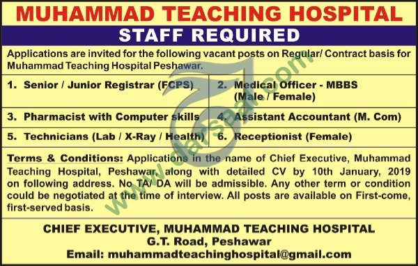 Pharmacist Jobs in Muhammad Teaching Hospital in Peshawar - Dec 30, 2018