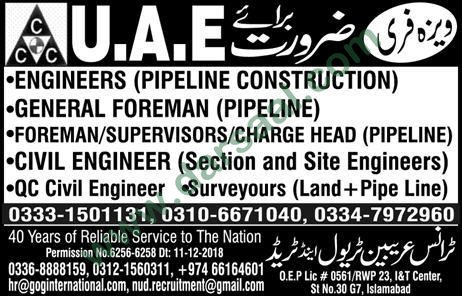 Supervisor Jobs in Trans Arabian Travel & Trade in UAE - Jan 02, 2019
