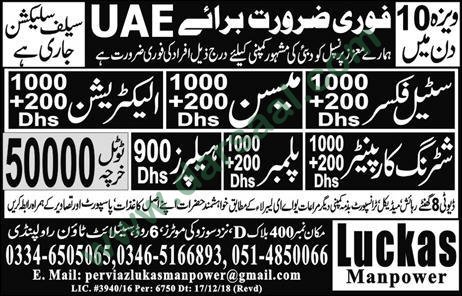 Shuttering Carpenter Jobs in Luckas Manpower in UAE - Jan 04, 2019