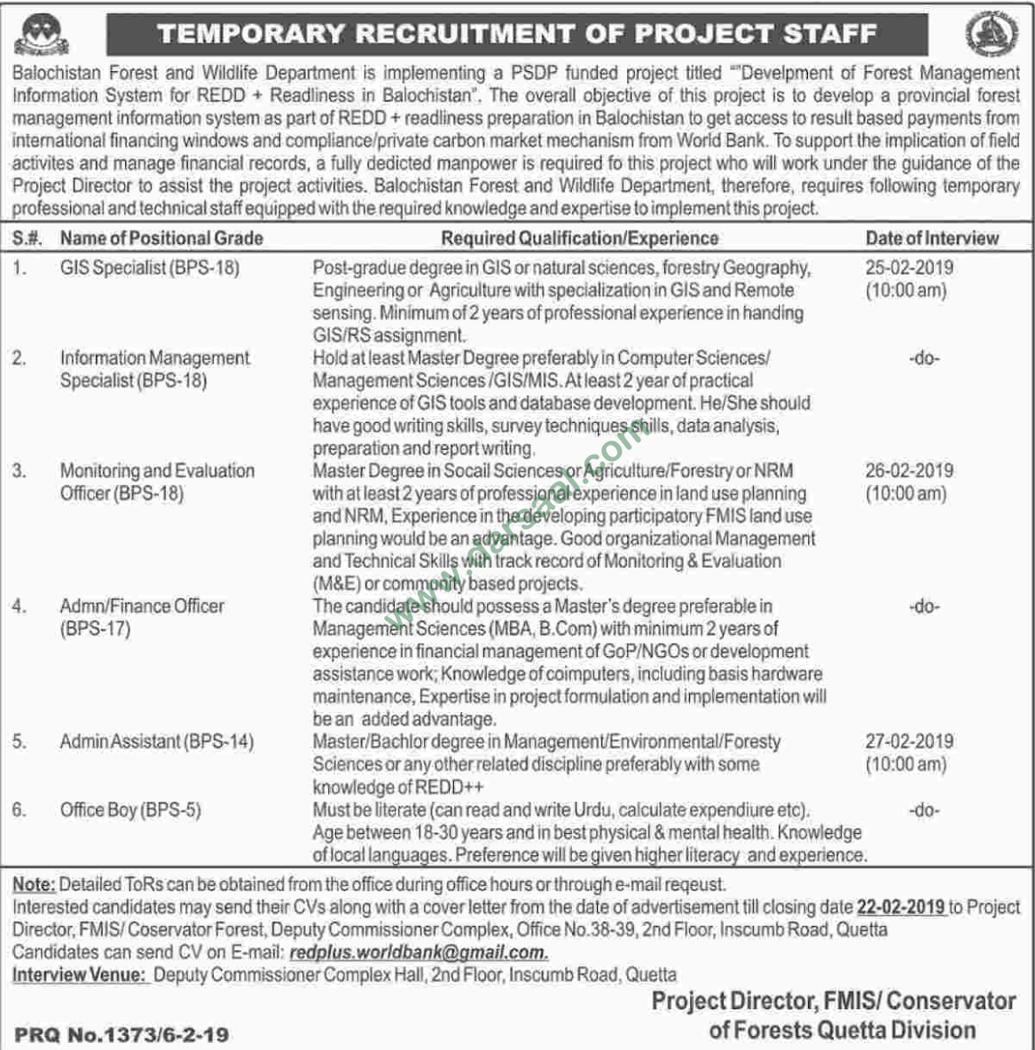 Monitoring & Evaluation Specialist Jobs In Forest & Wildlife Department