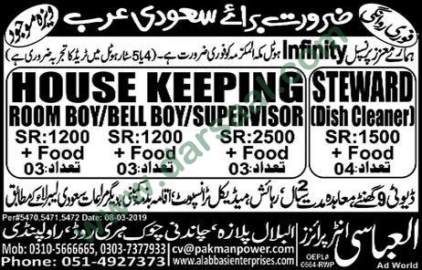 Supervisor Jobs in Al-Abbasi Enterprises in Saudi Arabia - Mar 13, 2019