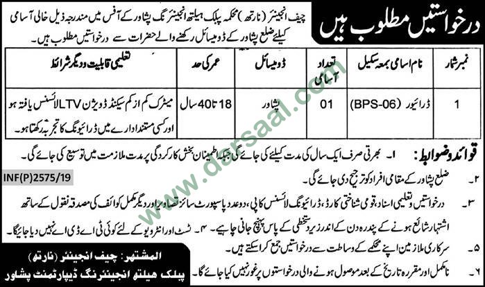 Driver Jobs in Public Health Engineering in Peshawar - Jun 03, 2019