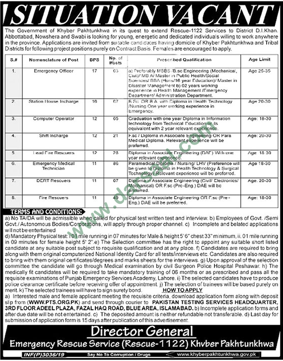 Lead Fire Rescuers Jobs in Rescue 1122 in Abbottabad - Jul 07, 2019